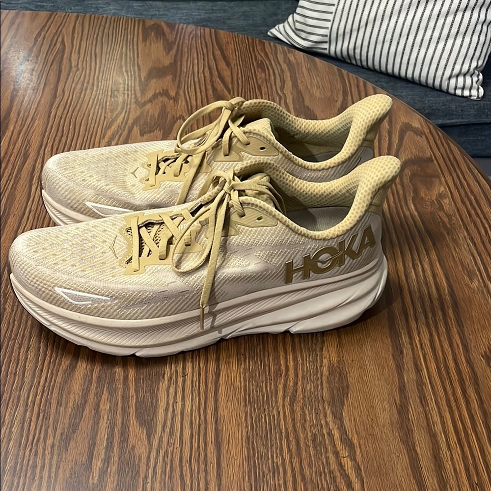 Hoka Sand-Toned Athletic Sneakers